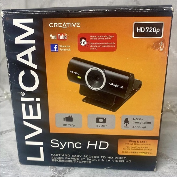 Creative VF0770 Live! Cam Sync HD Access Webcam 720p USB Fast & Easy Open Box - Picture 1 of 12